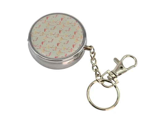Пепельница-брелок карманная с рисунком металл «Фламинго» (d-5 h-1.7 см) купить в интернет магазине подарков ПраздникШоп