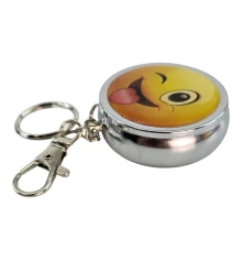 Пепельница-брелок карманная с рисунком металл «Смайлик» (d-5 h-1.7 см) купить в интернет магазине подарков ПраздникШоп
