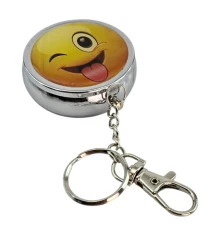 Пепельница-брелок карманная с рисунком металл «Смайлик» (d-5 h-1.7 см) купить в интернет магазине подарков ПраздникШоп