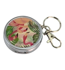 Пепельница-брелок карманная с рисунком металл «Фламинго» (d-5 h-1.7 см) купить в интернет магазине подарков ПраздникШоп