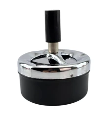 Пепельница с крышкой «Юла» черная (d-8 см h-9 см) купить в интернет магазине подарков ПраздникШоп