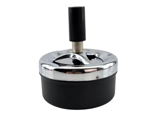 Пепельница с крышкой «Юла» черная (d-8 см h-9 см) купить в интернет магазине подарков ПраздникШоп