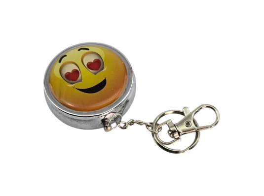 Пепельница-брелок карманная с рисунком металл «Cмайл с сердечками» (d-5 h-1.7 см) купить в интернет магазине подарков ПраздникШоп