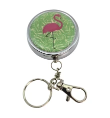 Пепельница-брелок карманная с рисунком металл «Фламинго» (d-5 h-1.7 см) купить в интернет магазине подарков ПраздникШоп