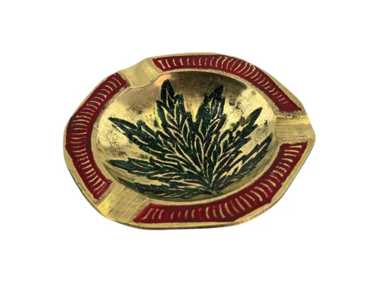 Пепельница бронзовая конопляный лист (1×6 × 6 см) купить в интернет магазине подарков ПраздникШоп