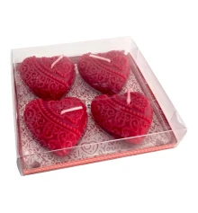 Свечи красные "Сердечки (4 шт.) (11.5×11×2.5 см)С купить в интернет магазине подарков ПраздникШоп