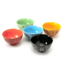 Миски керамические «Цветы» (набор 5 шт.) (h-6 d-11.5 см упаковка 31×12×12.5 см) купить в интернет магазине подарков ПраздникШоп