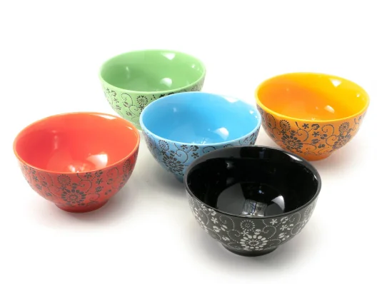 Миски керамические «Цветы» (набор 5 шт.) (h-6 d-11.5 см упаковка 31×12×12.5 см) купить в интернет магазине подарков ПраздникШоп