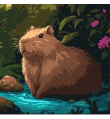 Картина по номерам Капибара на берегу  30х30 (ES-0913) купить в интернет магазине подарков ПраздникШоп