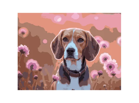 Картина по номерам Цветочный пес  30Х40 (SS-1261) купить в интернет магазине подарков ПраздникШоп