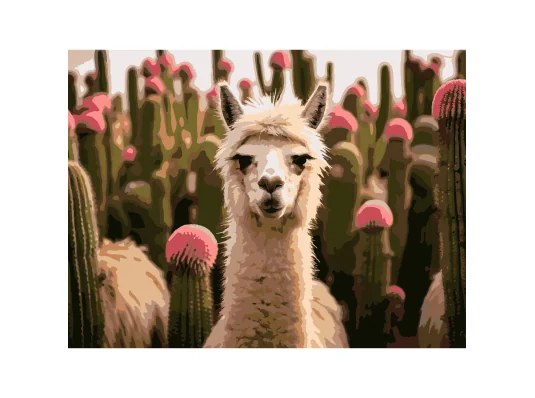 Картина по номерам Альпака среди цветов  30Х40 (SS-1265) купить в интернет магазине подарков ПраздникШоп