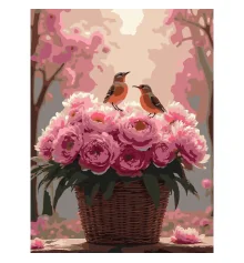 Картина по номерам Пионы с птичками  30Х40 (SS-1273) купить в интернет магазине подарков ПраздникШоп