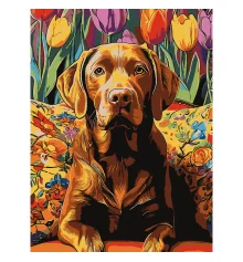 Картина по номерам Пес среди тюльпанов  30Х40 (SS-1288) купить в интернет магазине подарков ПраздникШоп