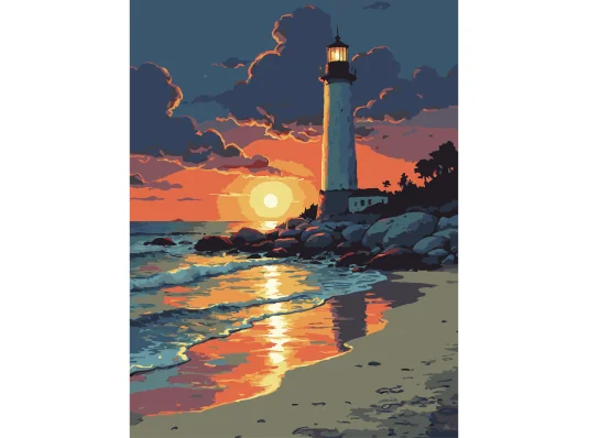 Картина по номерам Маяк на закате  30Х40 (SS-1299) купить в интернет магазине подарков ПраздникШоп