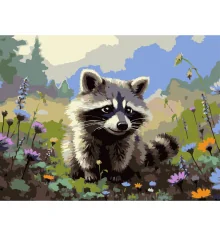 Картина по номерам Енот в цветах  30Х40 (SS-1302) купить в интернет магазине подарков ПраздникШоп