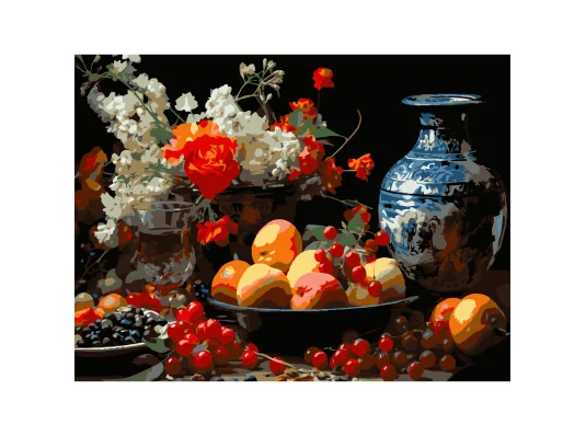 Картина по номерам Фруктовое изобилие на черном фоне 30Х40 (FH-37) купить в интернет магазине подарков ПраздникШоп