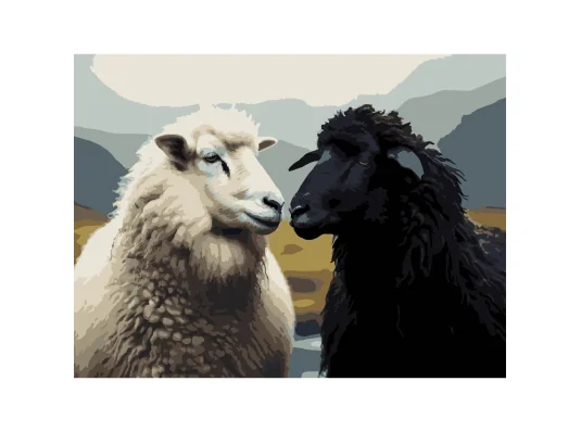 Картина по номерам Пара овцов на черном фоне 30Х40 (FH-40) купить в интернет магазине подарков ПраздникШоп