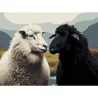 Картина за номерами Пара вівців на чорному фоні 30Х40 (FH-40)