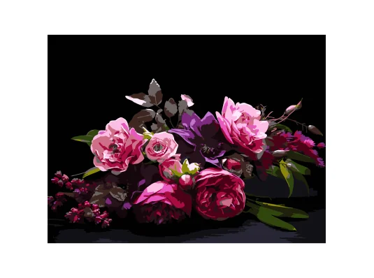 Картина по номерам Цветочная гармония на черном фоне 30Х40 (FH-41) купить в интернет магазине подарков ПраздникШоп