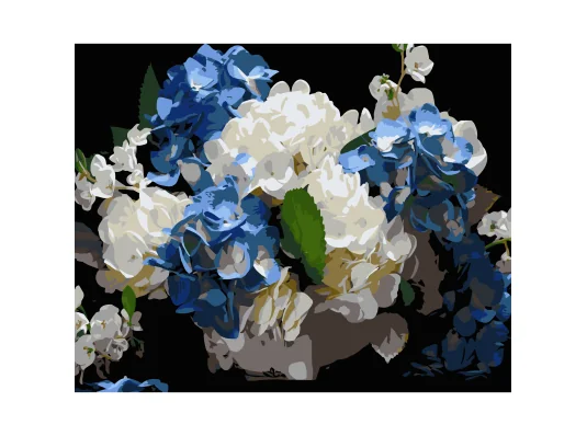 Картина по номерам Голубовато-белые гортензии на черном фоне 40Х50 (AH1247) купить в интернет магазине подарков ПраздникШоп