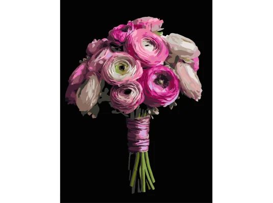 Картина по номерам Розовый букет на черном фоне 40Х50 (AH1248) купить в интернет магазине подарков ПраздникШоп