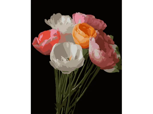 Картина по номерам Весенний букет на черном фоне 40Х50 (AH1251) купить в интернет магазине подарков ПраздникШоп
