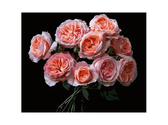 Картина по номерам Розовые цветы на черном фоне 40Х50 (AH1256) купить в интернет магазине подарков ПраздникШоп