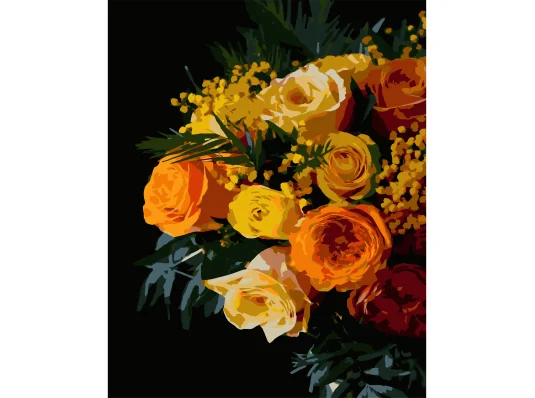 Картина по номерам Оранжевые цветы на черном фоне 40Х50 (AH1257) купить в интернет магазине подарков ПраздникШоп