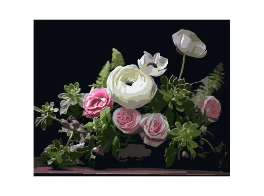 Картина по номерам Нежный цветочный натюрморт на черном фоне 40Х50 (AH1261) купить в интернет магазине подарков ПраздникШоп