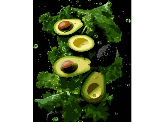 Картина по номерам Зеленый вкус авокадо на черном фоне 40Х50 (AH1271) купить в интернет магазине подарков ПраздникШоп