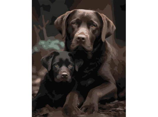 Картина по номерам Пес с щенком на черном фоне 40Х50 (AH1274) купить в интернет магазине подарков ПраздникШоп