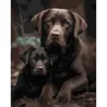 Картина за номерами Пес з цуценям на чорному фоні 40Х50 (AH1274)