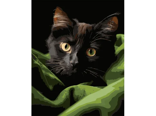Картина по номерам Черный маленький котенок на черном фоне 40Х50 (AH1282) купить в интернет магазине подарков ПраздникШоп