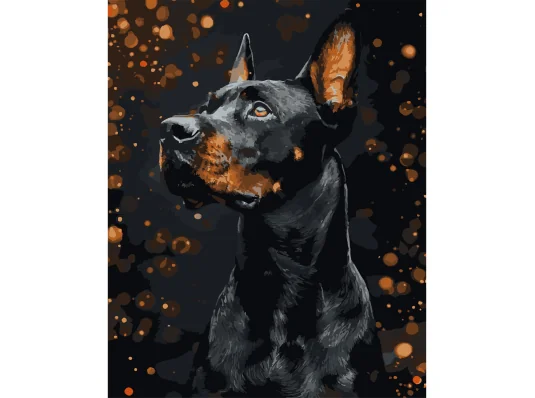 Картина по номерам Доберман на черном фоне 40Х50 (AH1286) купить в интернет магазине подарков ПраздникШоп