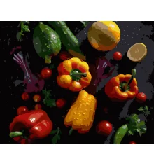Картина по номерам Яркие овощи на черном фоне 40Х50 (AH1289) купить в интернет магазине подарков ПраздникШоп