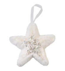 Звезда Yes! Fun пушистая кремово-белая с декором купить в интернет магазине подарков ПраздникШоп
