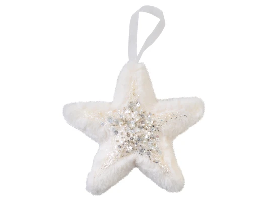 Звезда Yes! Fun пушистая кремово-белая с декором купить в интернет магазине подарков ПраздникШоп