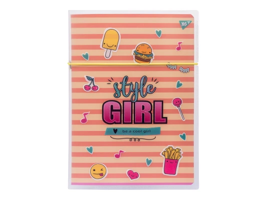 Тетрадь YES Style Girl Orange А4 48 листов клетка пластиковая папка с рисунком купить в интернет магазине подарков ПраздникШоп