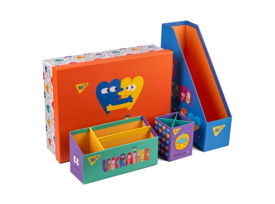 Настольный органайзер в наборе YES Stand with Ukraine картонный 4 предмета купить в интернет магазине подарков ПраздникШоп