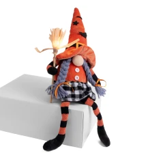 Мягкая игрушка Yes! Fun Хэллоуин Гном Девочка 41см LED метла купить в интернет магазине подарков ПраздникШоп