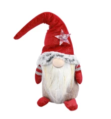 Новогодняя мягкая игрушка Novogod‘ko Гном в красном 37см LED звезда купить в интернет магазине подарков ПраздникШоп