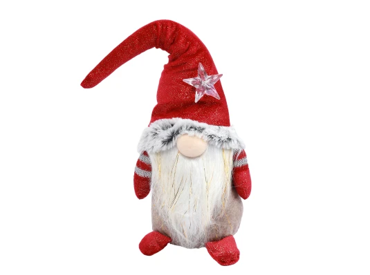 Новогодняя мягкая игрушка Novogod‘ko Гном в красном 37см LED звезда купить в интернет магазине подарков ПраздникШоп