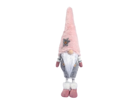 Новогодняя мягкая игрушка Novogod‘ko Гном в розовом колпаке 45см LED нос купить в интернет магазине подарков ПраздникШоп