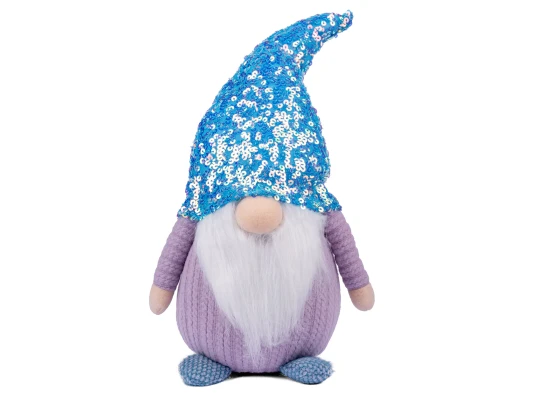 Новогодняя мягкая игрушка Novogod‘ko Гном Мальчик голубая пайетка 40см купить в интернет магазине подарков ПраздникШоп