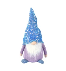 Новогодняя мягкая игрушка Novogod‘ko Гном Мальчик голубая пайетка 40см купить в интернет магазине подарков ПраздникШоп