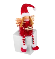 Новогодняя мягкая игрушка Novogod‘ko Девочка Ангел в красном 58см LED крылышки сидит купить в интернет магазине подарков ПраздникШоп