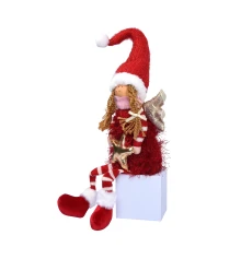 Новогодняя мягкая игрушка Novogod‘ko Девочка Ангел в красном 58см LED крылышки сидит купить в интернет магазине подарков ПраздникШоп