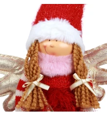 Новогодняя мягкая игрушка Novogod‘ko Девочка Ангел в красном 58см LED крылышки купить в интернет магазине подарков ПраздникШоп