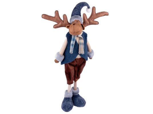 Новогодняя мягкая игрушка Novogod‘ko Олень в синем жилете 68см купить в интернет магазине подарков ПраздникШоп