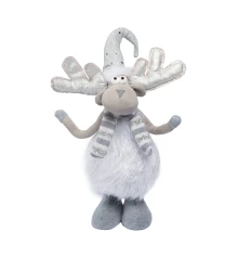 Новогодняя мягкая игрушка Novogod‘ko Олень в белом 53см LED рога купить в интернет магазине подарков ПраздникШоп